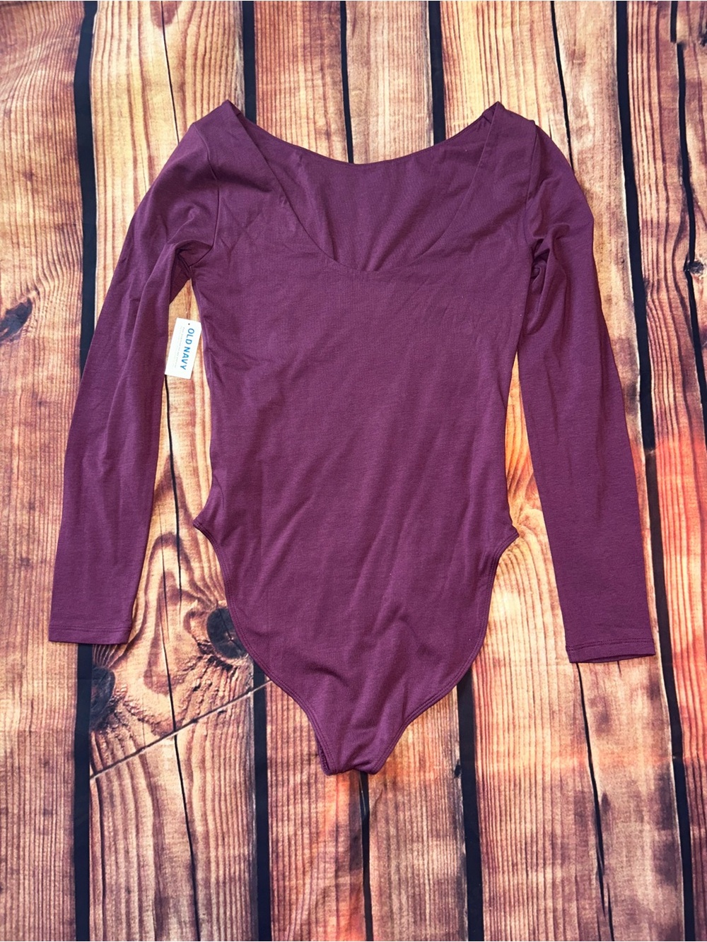 Old Navy Long-Sleeve One-Piece Bodysuit in Plum
